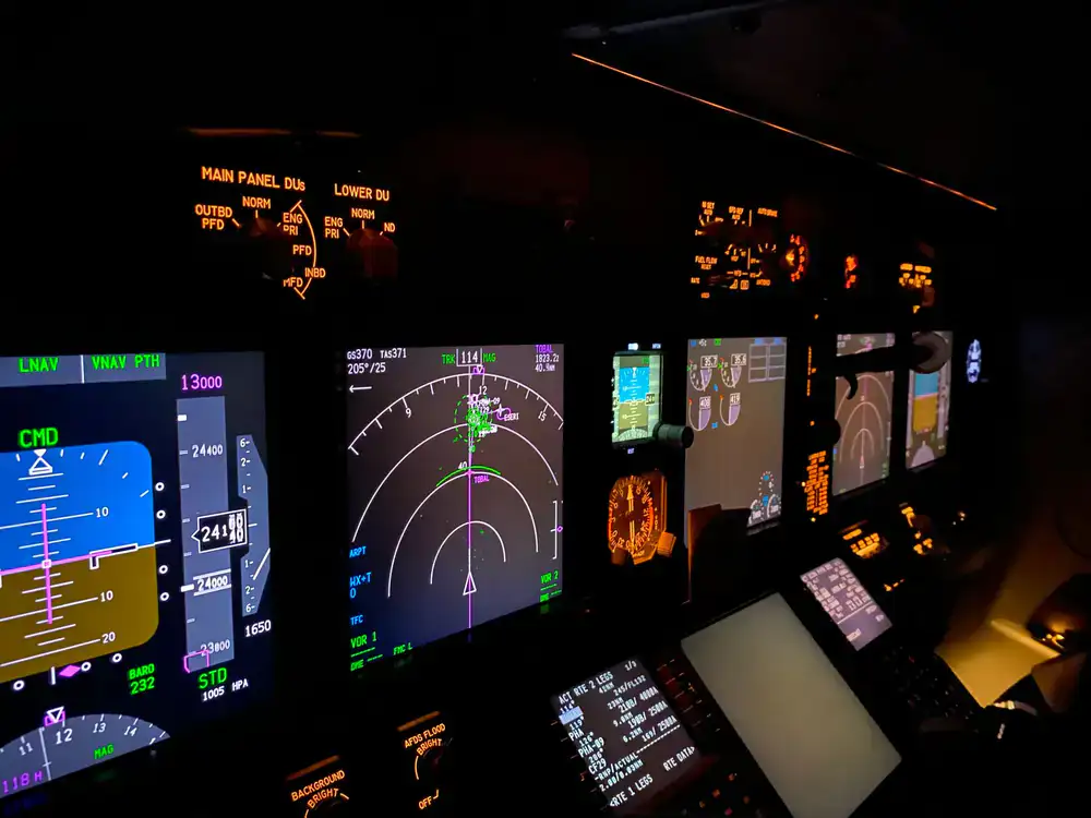 Close up of aircraft data tags on radar